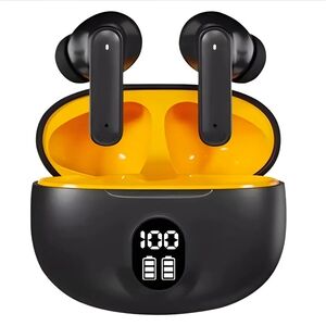 Black Wireless Earbuds Bluetooth 5.3 In-Ear 24H Playtime Noise-Cancelling Mic